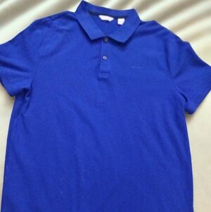 LAST CHANCE! Calvin Klein Mens Blue Polo Shirt Size Large